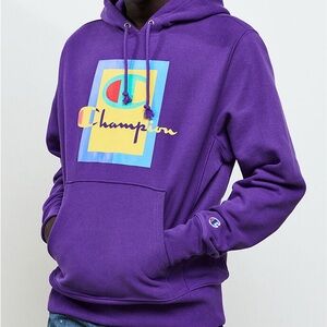Champion Men’s Sweatshirt Hoodie Purple Y2K medium
